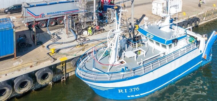 Fiskekutter losser industrifisk RI 376 Victory
