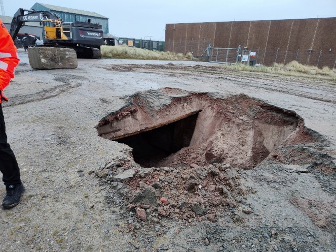 Kaj 109 forberedelse Hul ved den nye kaj 109